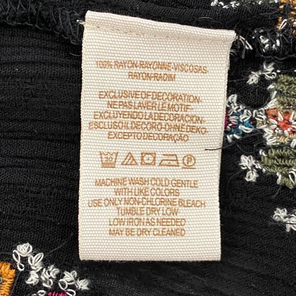 Free People Ariana Embroidered Tunic Womens Small Black Floral Oversized NWT - Picture 8 of 10